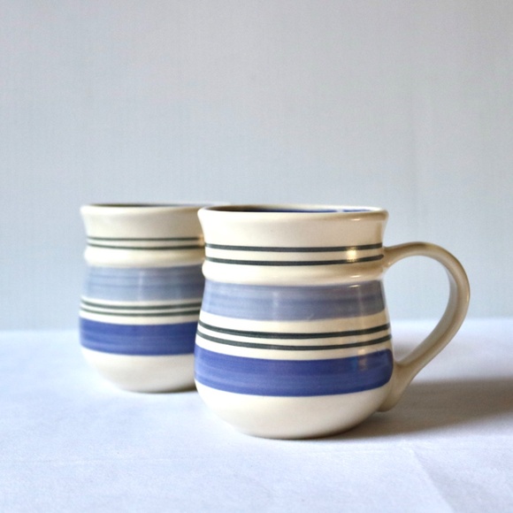 Set of 2 Pfaltzgraff 'Rio' Coffee Tea Mugs Cups White Blue Stoneware Mexico Fall - Picture 3 of 7